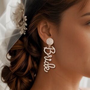 *3 for $30!* White Seed Bead Mini Faux Pearls Gold Dangle Wedding Bride Earrings